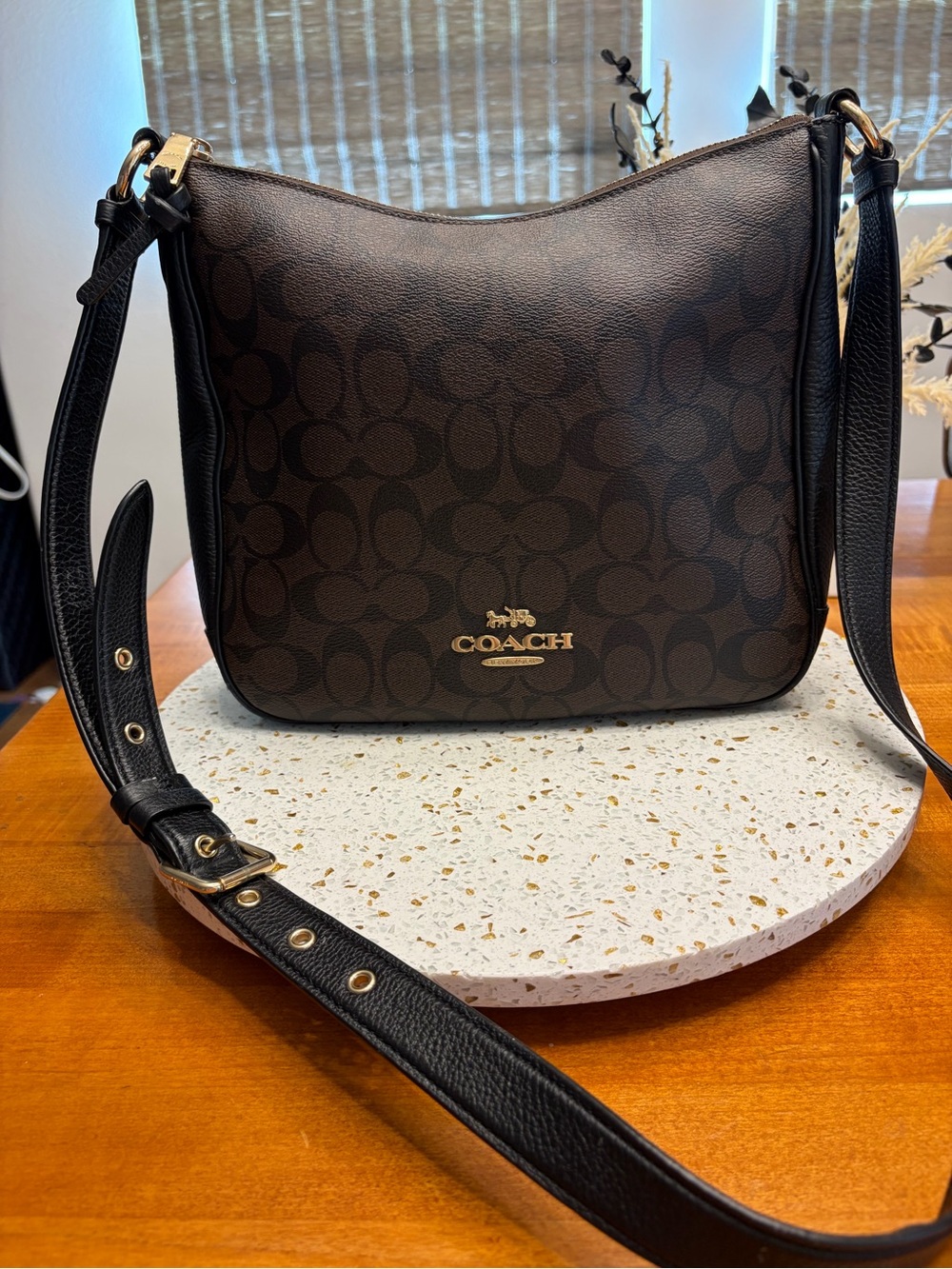 Coach Ellie File Signature Brown/Black Crossbody Shoulder Bag -C1649